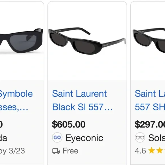 Yves Saint Laurent Black Rectangular Sunglasses